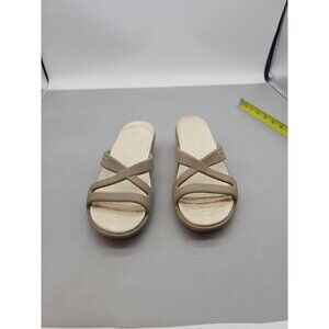 Crocs Patricia II 2 Sand Off White Khaki Oyster Strappy Womens Wedge Sandals 8